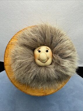 Fur Face Trinket Wooden Box - Faux Fur